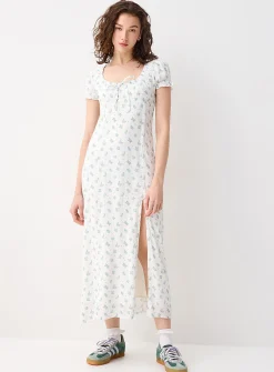 Crinkled-finish maxi dress