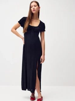 Crinkled-finish maxi dress
