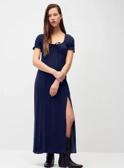 Crinkled-finish maxi dress