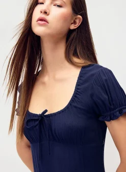 Crinkled-finish maxi dress