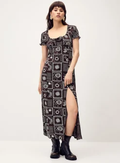 Crinkled-finish maxi dress