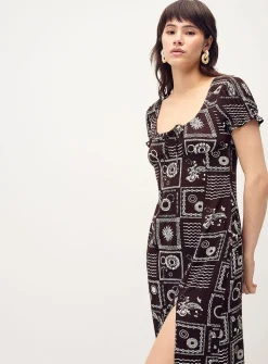 Crinkled-finish maxi dress