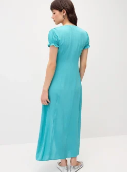 Crinkled-finish maxi dress