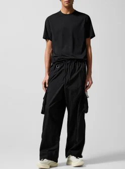 Crinkled nylon cargo track pant