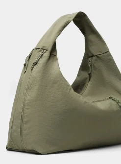Crinkled nylon half-moon bag