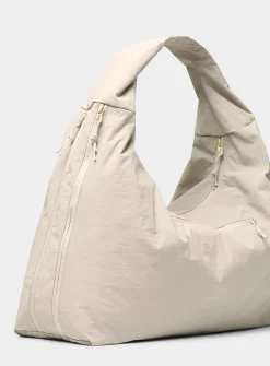 Crinkled nylon half-moon bag