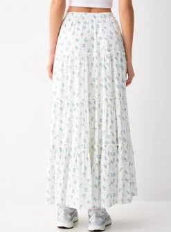 Crinkled ruffled-tier skirt