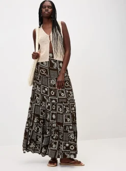 Crinkled ruffled-tier skirt