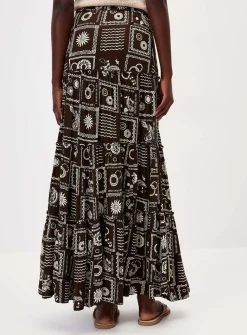 Crinkled ruffled-tier skirt