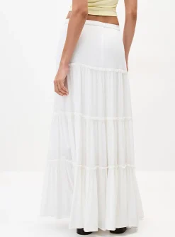 Crinkled ruffled-tier skirt