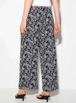 Crinkled texture cropped wide-leg pant
