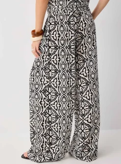 Crinkled texture flowy wide-leg pant