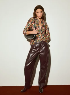 Crinkled texture printed flowy shirt