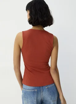 Crinkled texture square-neck cami