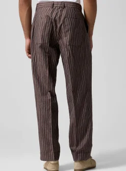 Crinkled texture striped brown pant