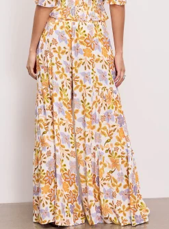 Crinkled texture tiered ultra-wide-leg pant