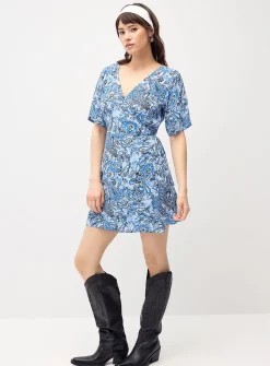 Crinkled wrap-style minidress