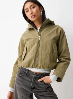 Crinkle effect cropped jacket