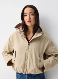 Crinkle effect cropped jacket