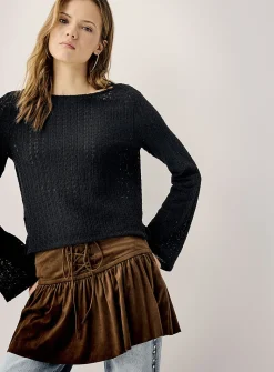 Crocheted boat-neck T-shirt