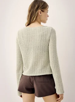 Crocheted boat-neck T-shirt