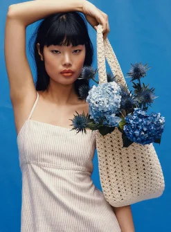 Crocheted-cord hobo bag