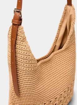 Crocheted-cord small hobo bag