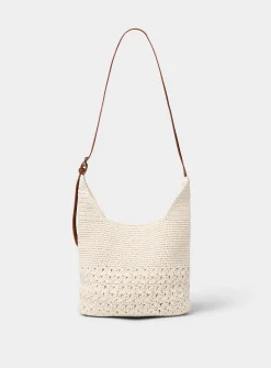 Crocheted-cord small hobo bag