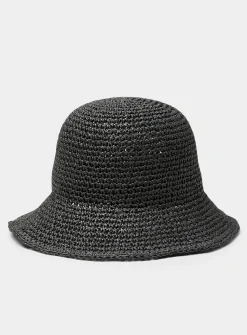 Crocheted paper straw cloche hat