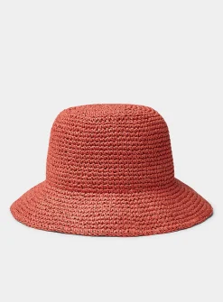 Crocheted paper straw cloche hat