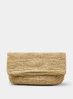 Crocheted raffia folded clutch