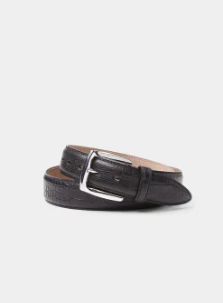 Croc-textured leather belt