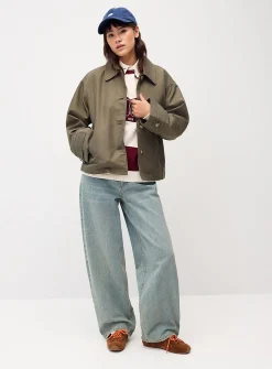 Cropped boxy-fit trench coat