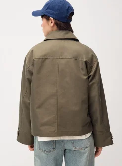 Cropped boxy-fit trench coat