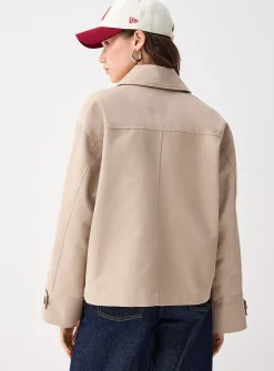 Cropped boxy-fit trench coat