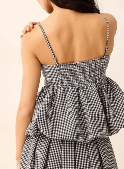 Cropped bubble-shape seersucker cami