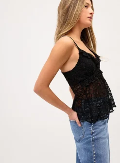 Cropped lace fly-away cami