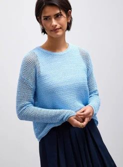 Cropped openwork boxy-fit sweater