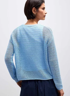 Cropped openwork boxy-fit sweater