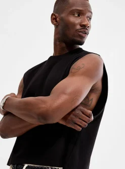 Cropped ribbed muscle tee