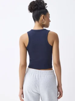 Cropped solid ribbed cami