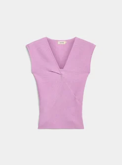 Crossover cap-sleeve sweater