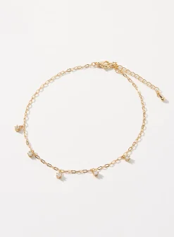 Crystal charm ankle chain