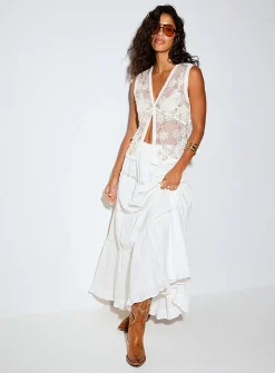 Crystals and crocheted flowers sheer vest