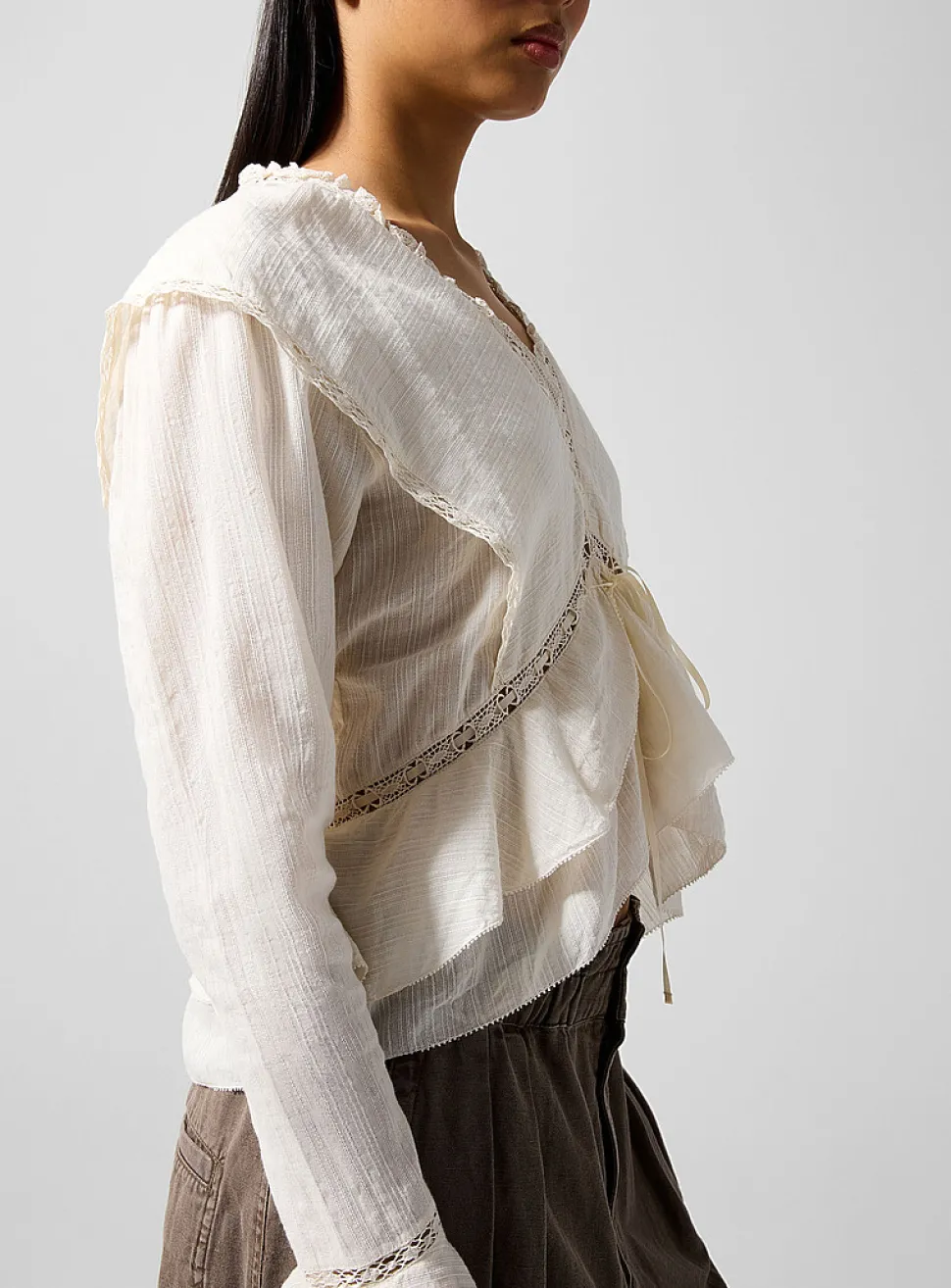 Damienne cotton-linen blend top