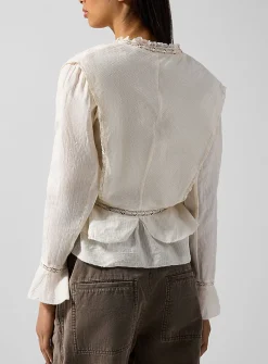 Damienne cotton-linen blend top