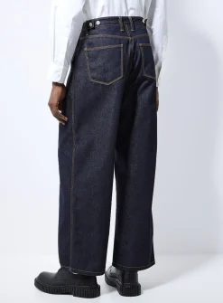 Dark indigo pleated jean