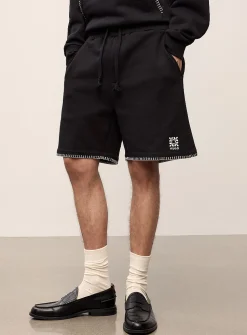 Daronso contrast-embroidery terry-lined short