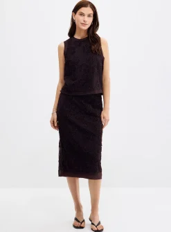 Daysee chocolate floral tulle skirt