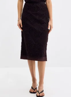 Daysee chocolate floral tulle skirt